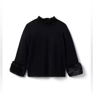 Janie and Jack Black Faux Fur Cuff Sweater size 2T